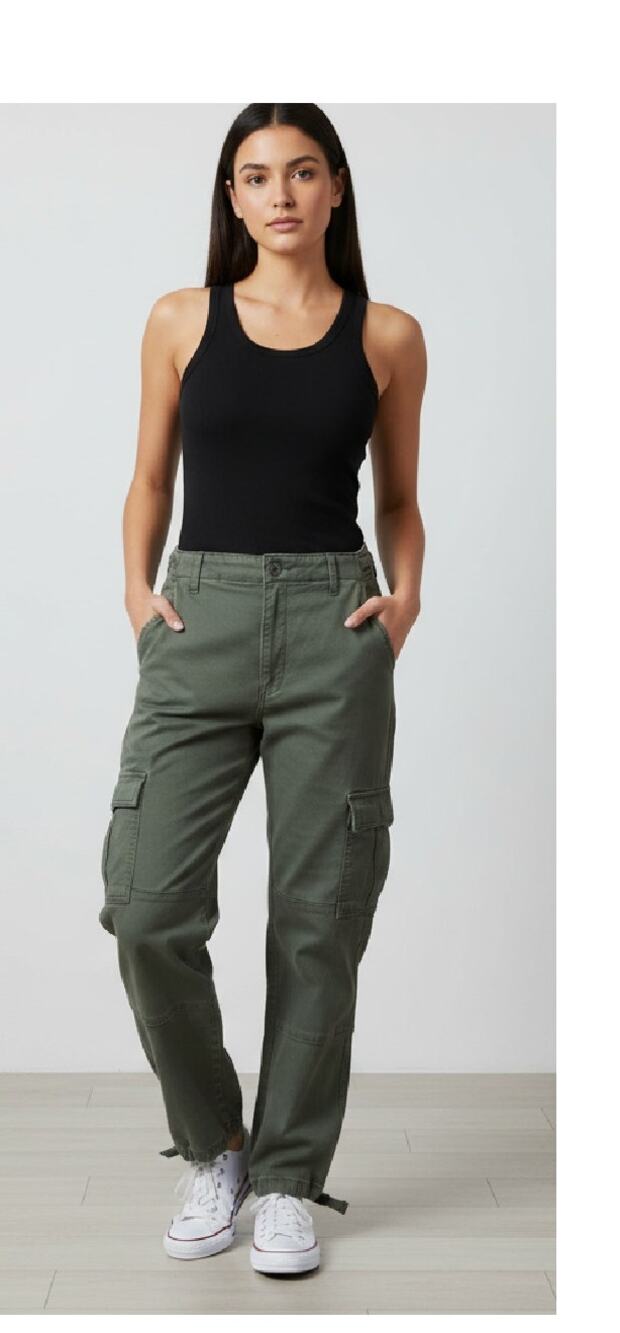 EXPRESS High Waisted Cargo Jogger Pant Size 8 Long Olive Army Green Utility
